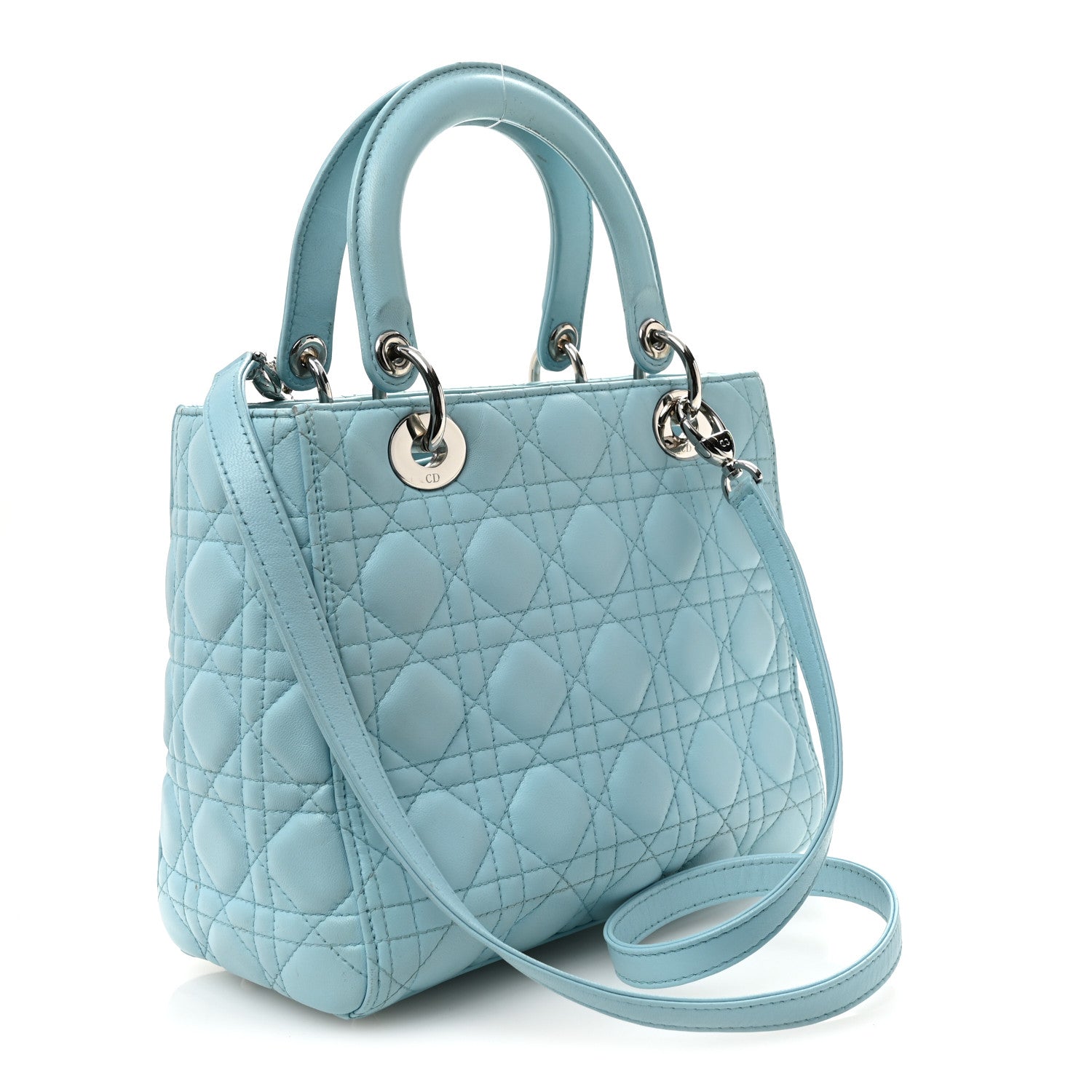 Christian Dior Lambskin Cannage Medium Lady Dior Light Blue 3 of 11