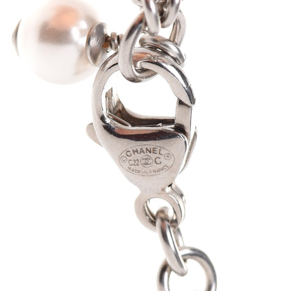 Chanel Crystal Pearl CC Pendant Necklace Silver 5 of 6