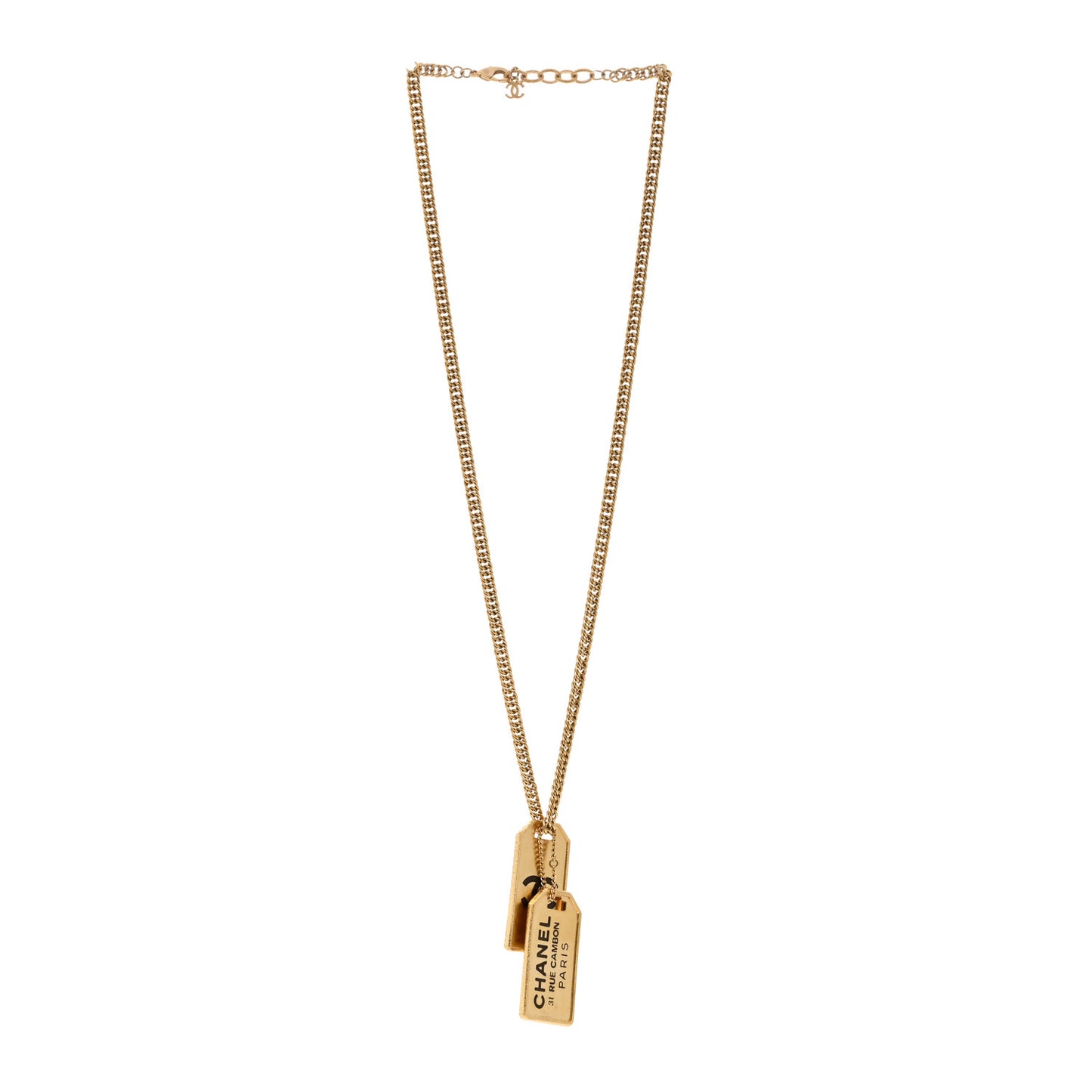 ID Dog Tag Charm Necklace Gold