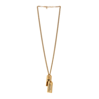 Chanel ID Dog Tag Charm Necklace Gold 3 of 5