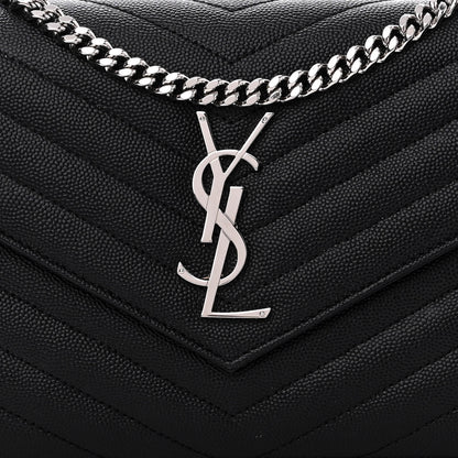 Saint Laurent Grain De Poudre Matelasse Chevron Monogram Chain Wallet Black 9 of 12