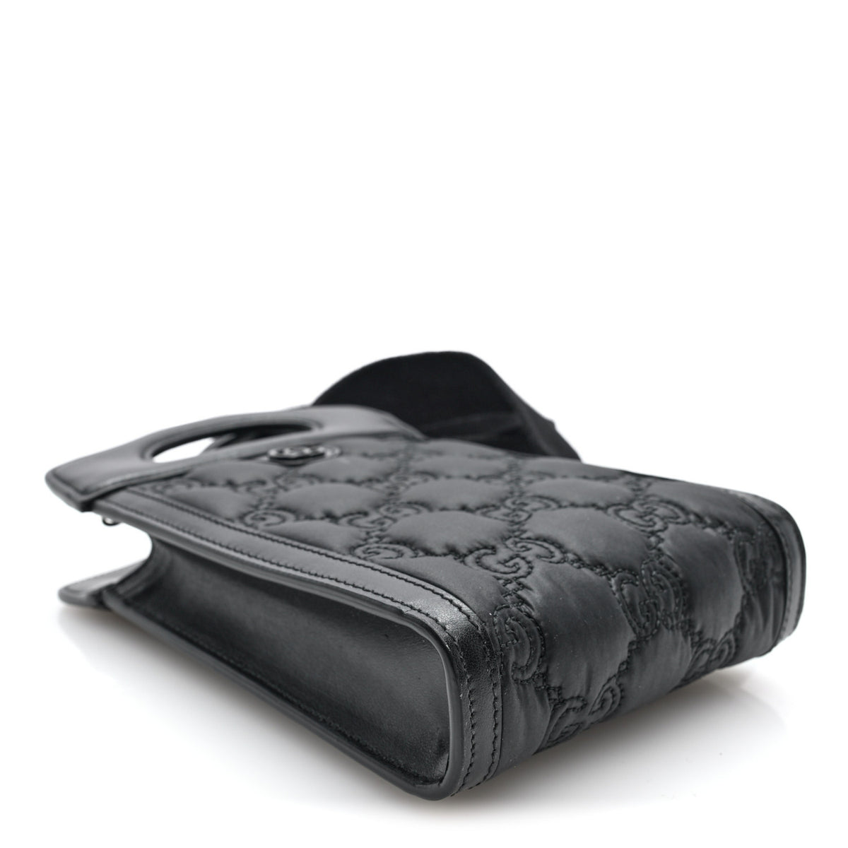 Nylon Calfskin Enamel GG Matelasse Mini Top Slip Handle Crossbody Bag Black
