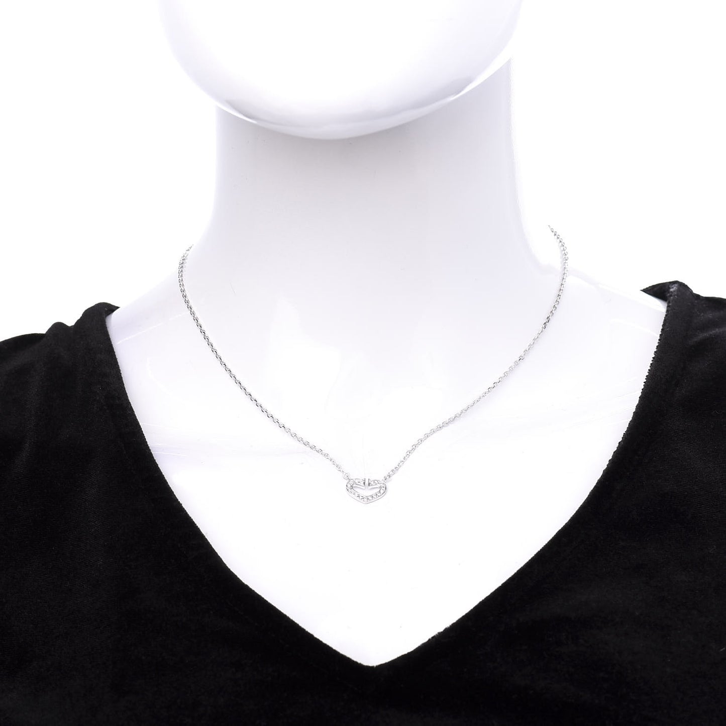 18K White Gold Diamond Small Hearts and Symbols Pendant Necklace