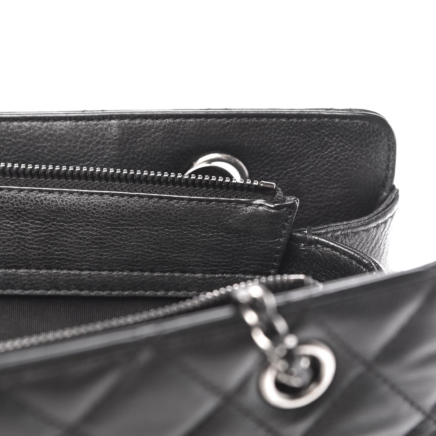 Calfskin Quilted Frame In Chain Tote Black
