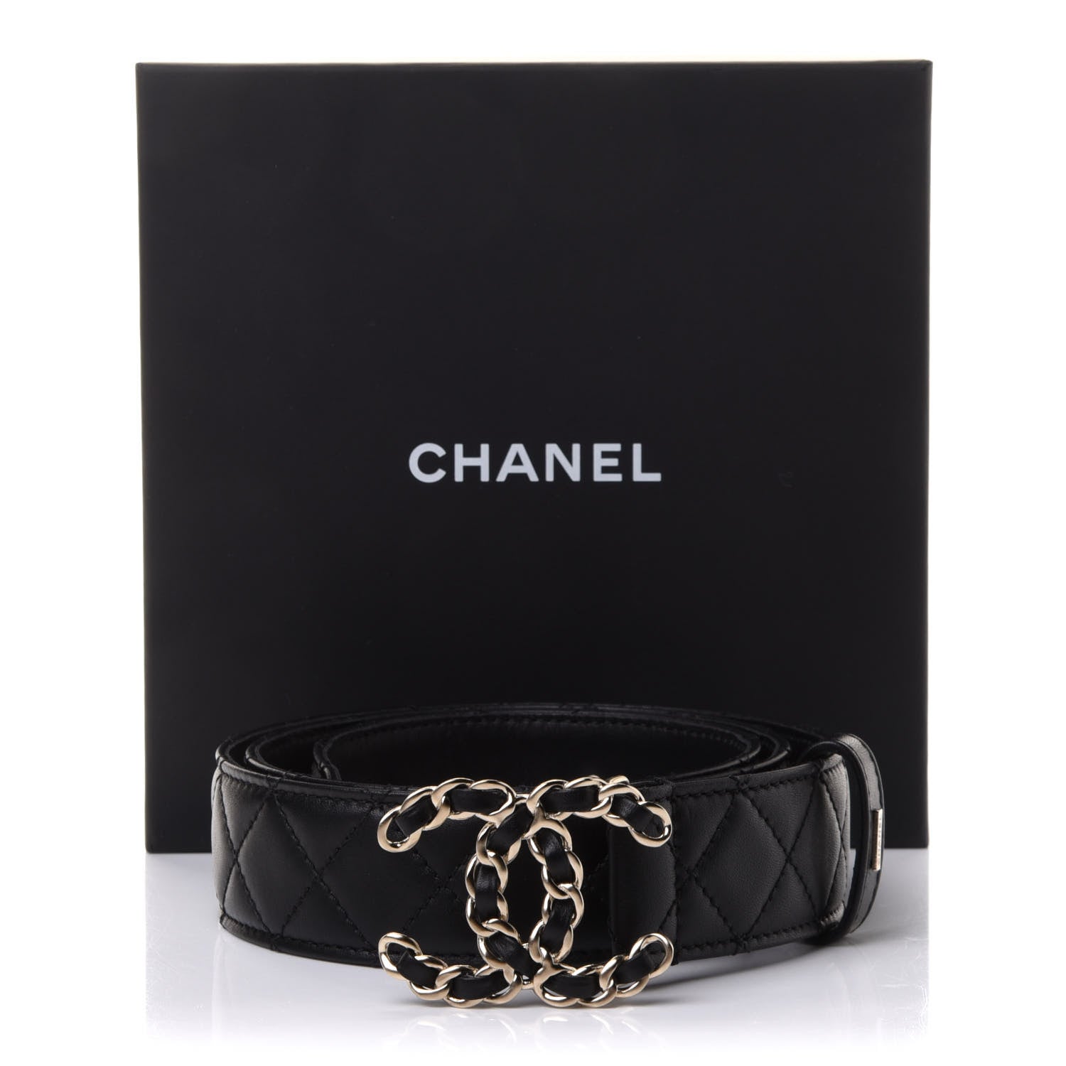 Chanel Calfskin Quilted CC Chain Belt 85 Black 8 of 8