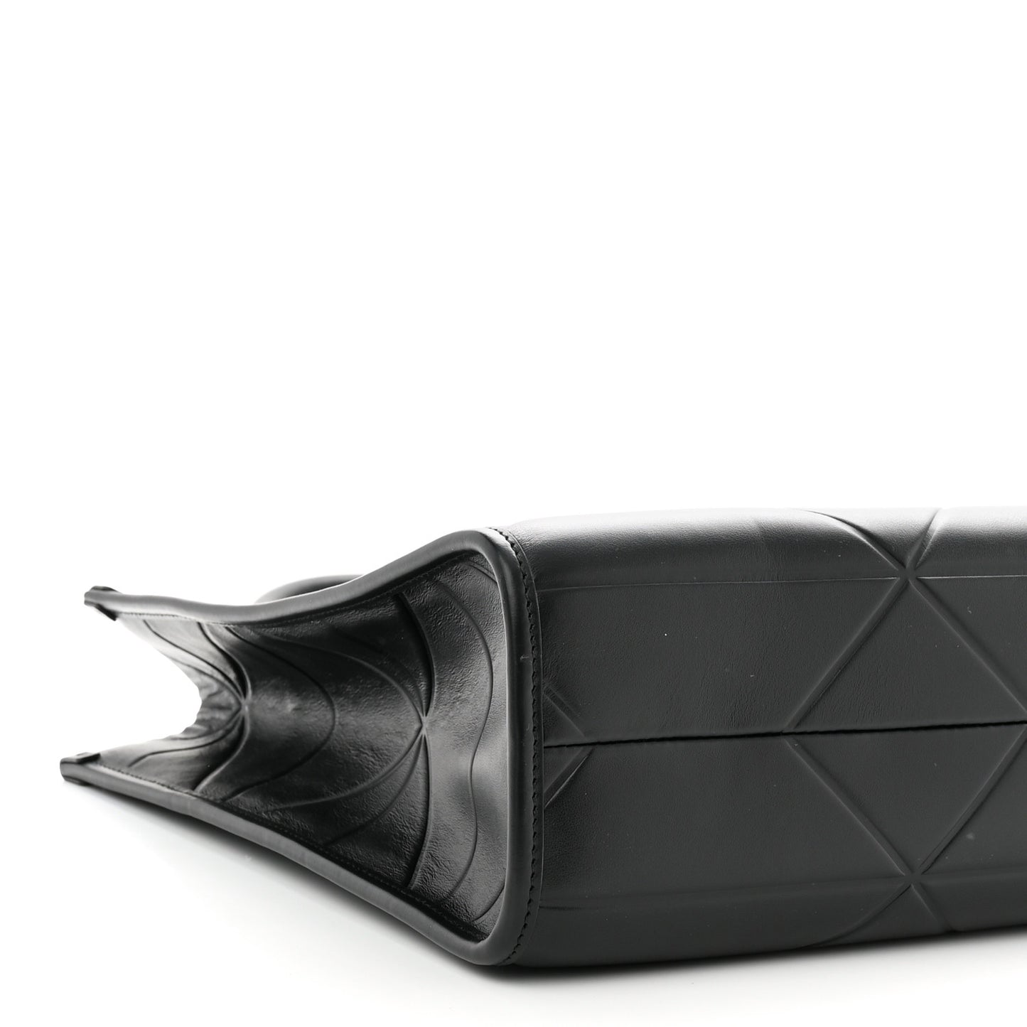 Soft Calfskin Triangolo Symbole Embossed Large Tote Black