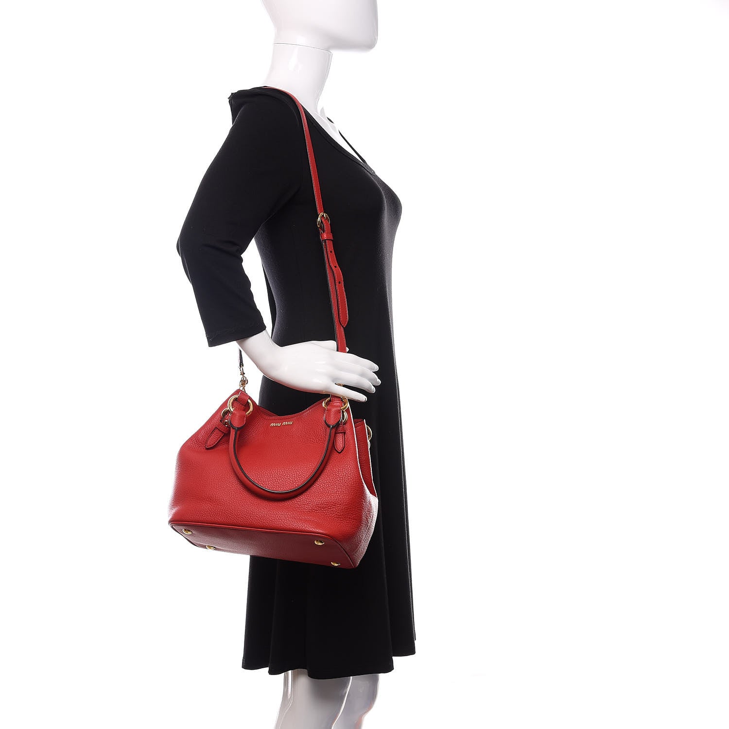 Miu Miu Vitello Phenix Shopping Tote Rosso 2 of 10