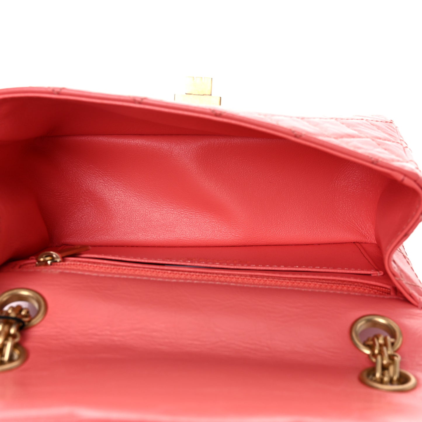 Aged Calfskin Quilted 2.55 Reissue Mini Flap Coral
