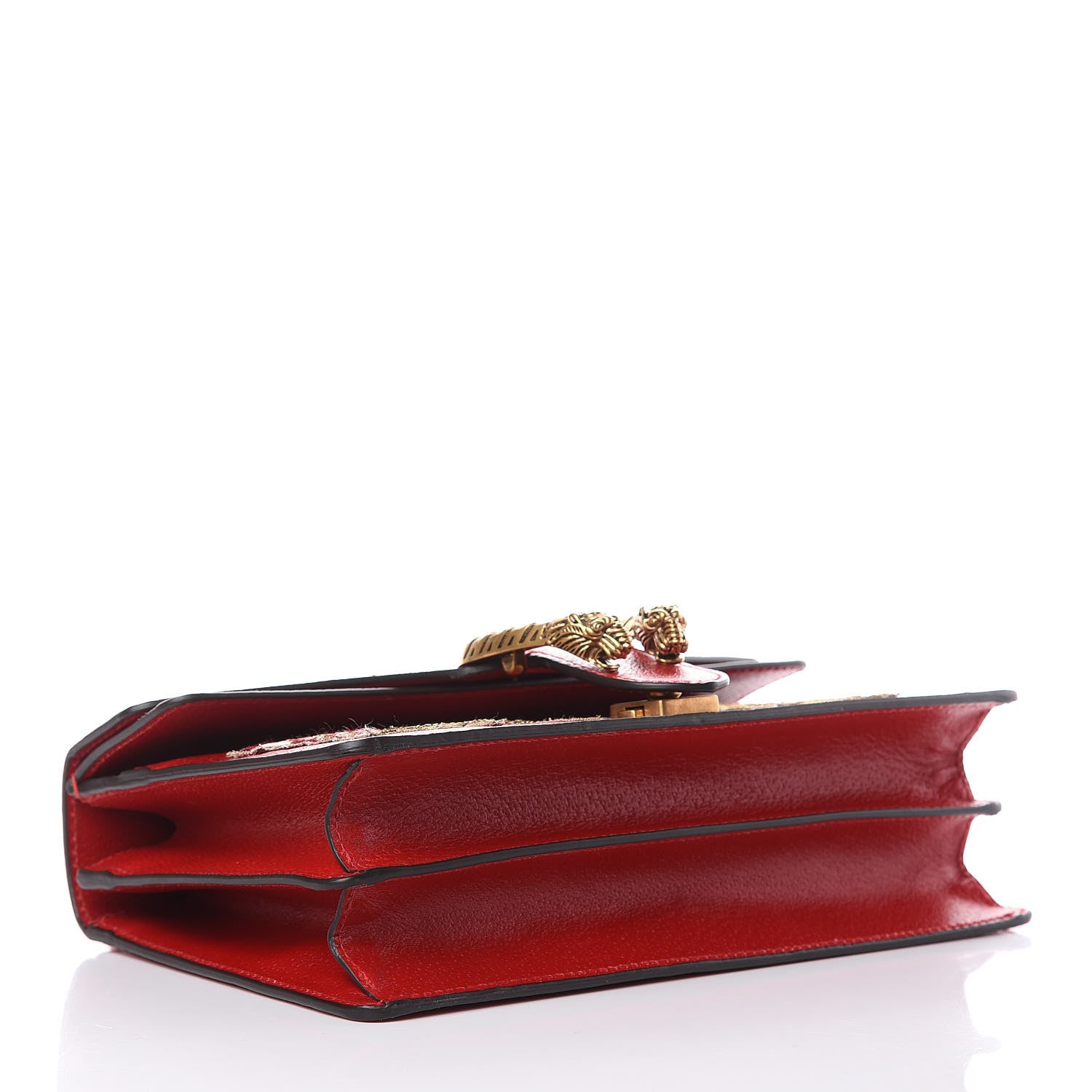 Gucci Calfskin Web Floral Embroidered Small Dionysus Shoulder Bag Hibiscus Red 4 of 10