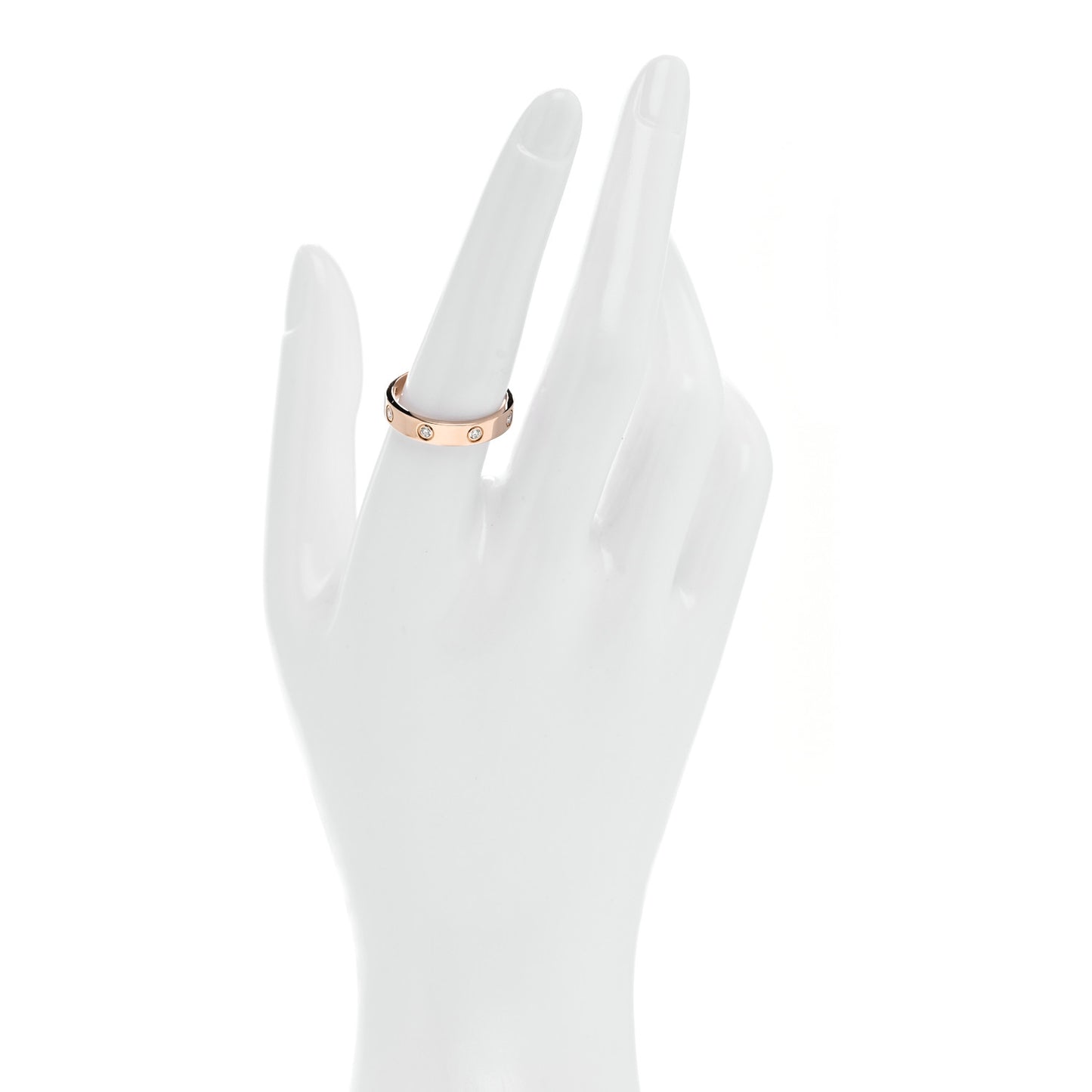 18K Pink Gold 8 Diamond 4mm LOVE Wedding Band Ring 57 8