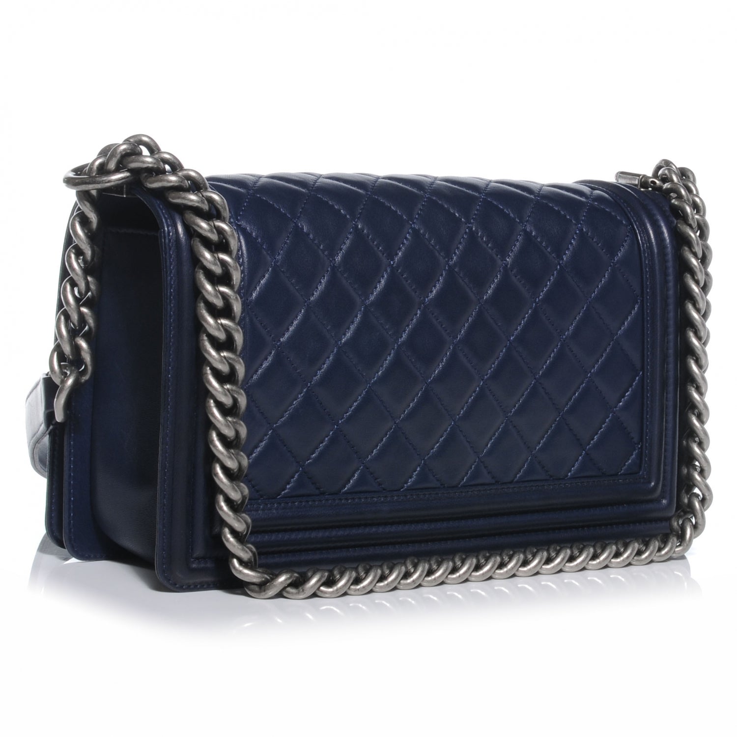 Chanel Lambskin Quilted Medium Boy Flap Navy Blue 3 of 7