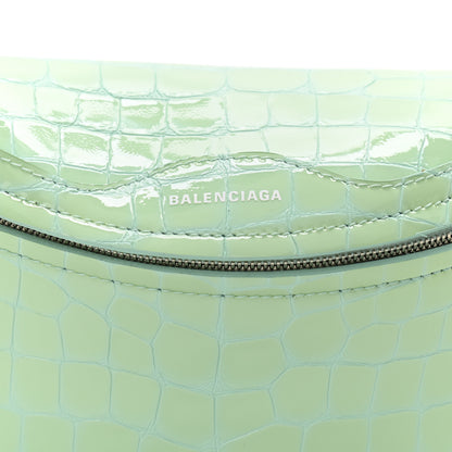 Balenciaga Shiny Calfskin Crocodile Embossed XXS Souvenir Belt Bag Green 7 of 10