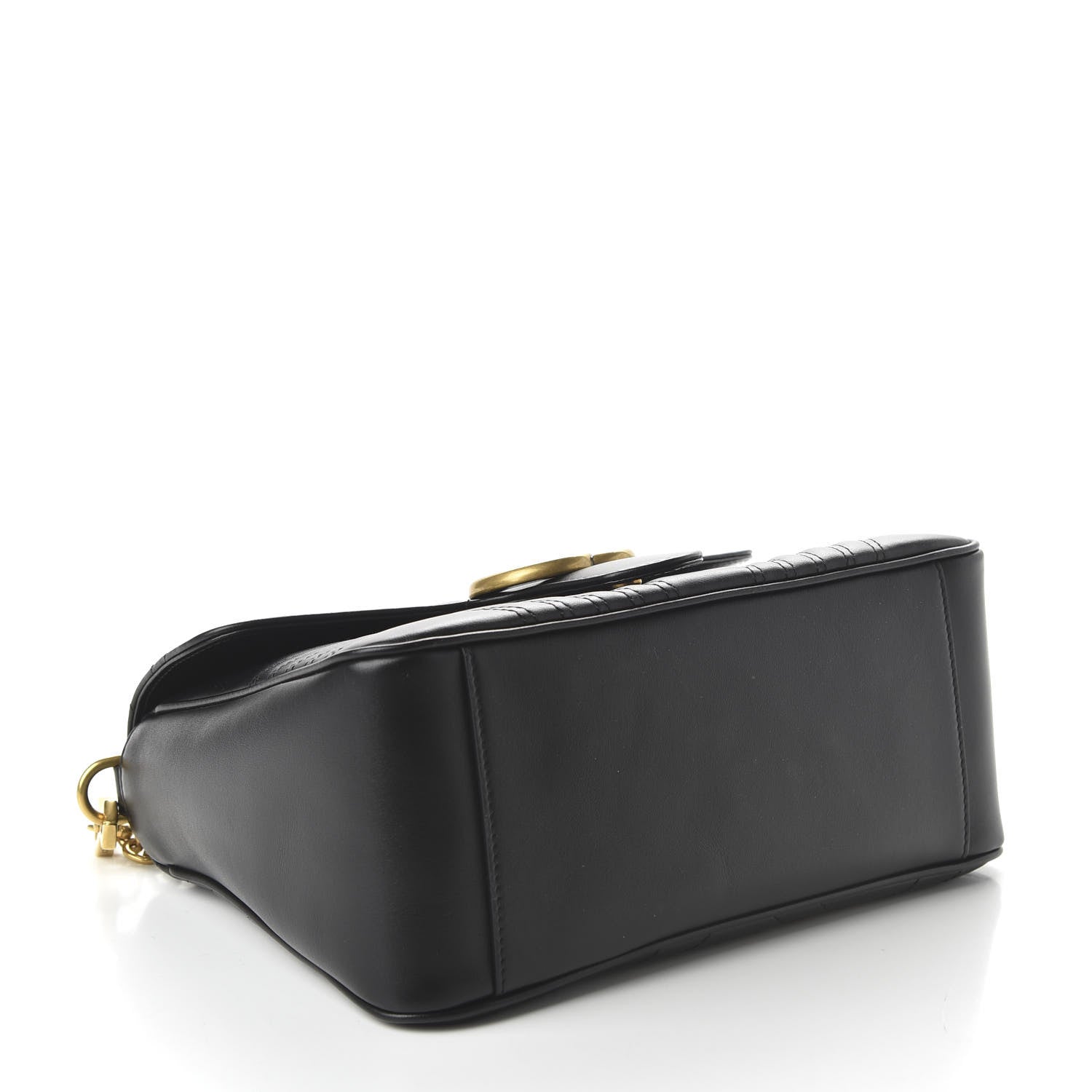 Gucci Calfskin Matelasse Small GG Marmont Top Handle Shoulder Bag Black 4 of 10