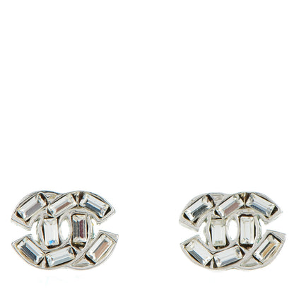 Chanel Baguette Crystal CC Earrings Silver 1 of 4