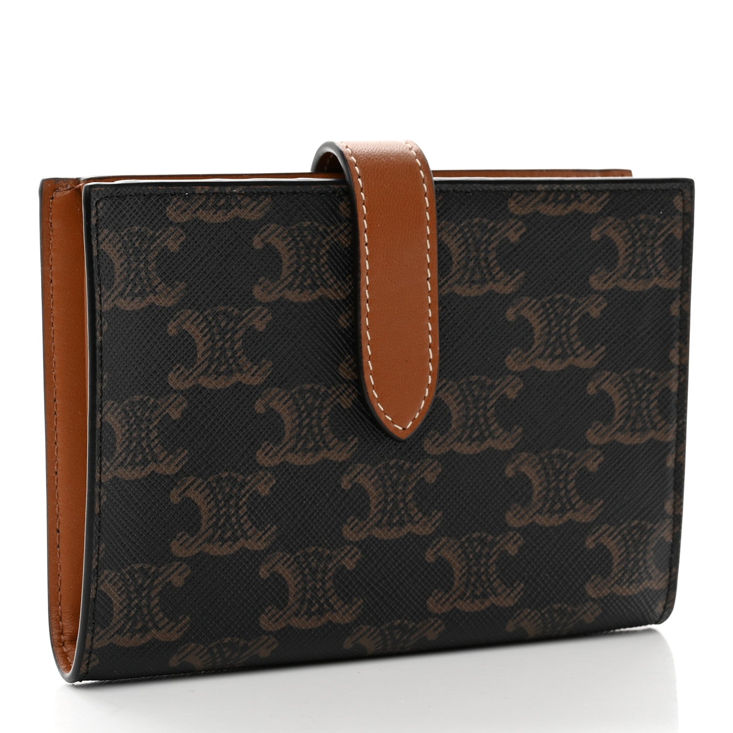 Celine Canvas Triomphe Medium Strap Wallet Tan 3 of 7