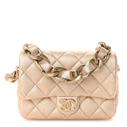Chanel Metallic Lambskin Lacquered Quilted Small Flap Gold 1 of 9