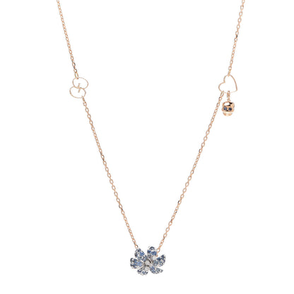 Gucci 18K Rose Gold Diamond Blue Sapphire Flower Pendant Necklace 1 of 5