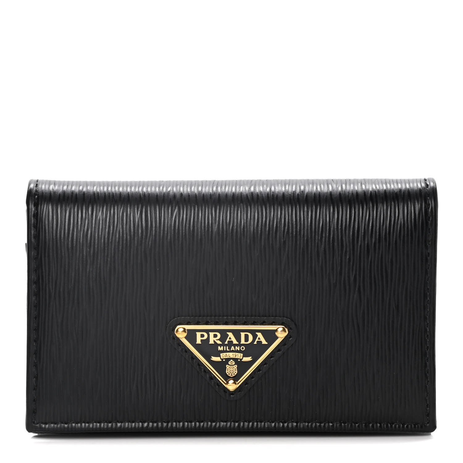 Prada Vitello Move Triangle Logo Card Holder Black 1 of 12
