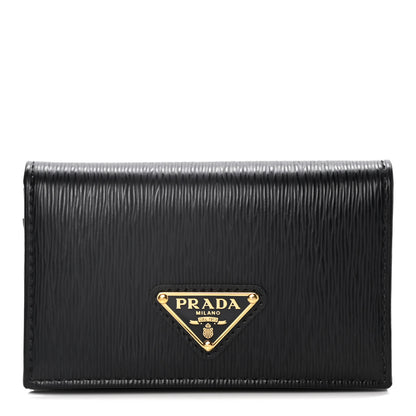Prada Vitello Move Triangle Logo Card Holder Black 1 of 12
