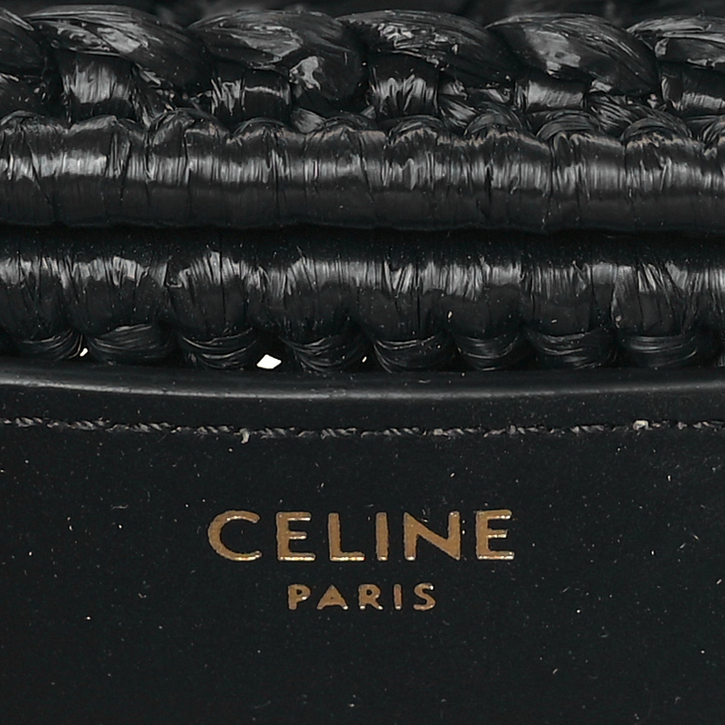 Raffia Effect Claude Chain Shoulder Bag Black