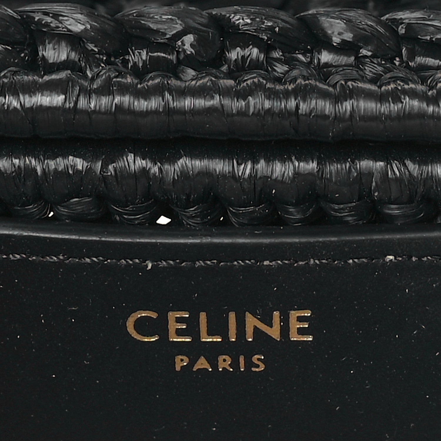 Celine Raffia Effect Claude Chain Shoulder Bag Black 6 of 9