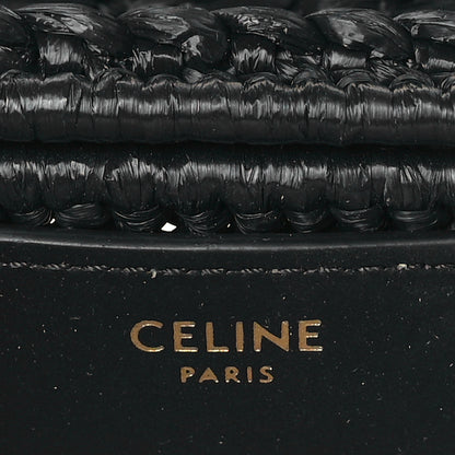 Celine Raffia Effect Claude Chain Shoulder Bag Black 6 of 9