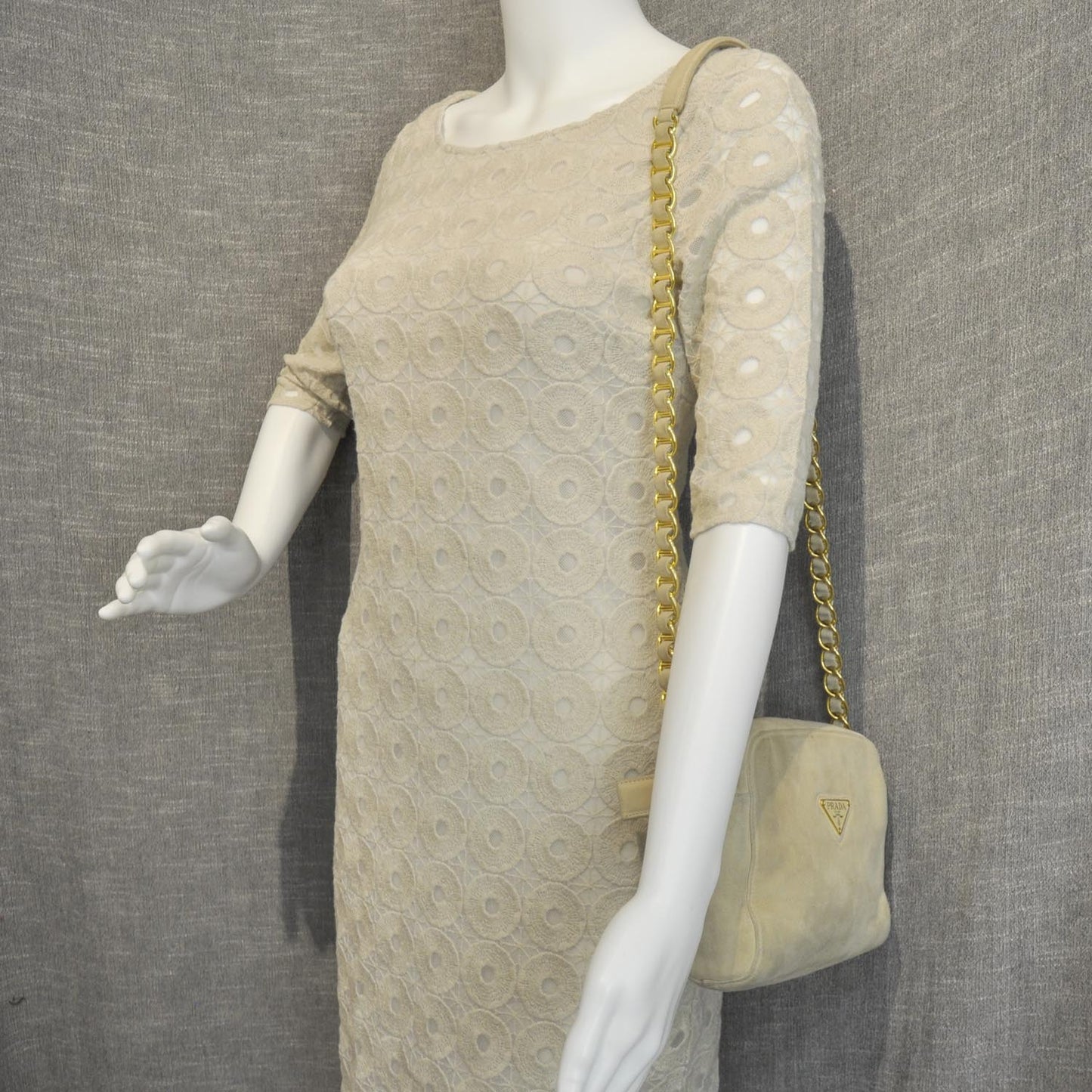 Suede Scamosciato Shoulder Bag Beige