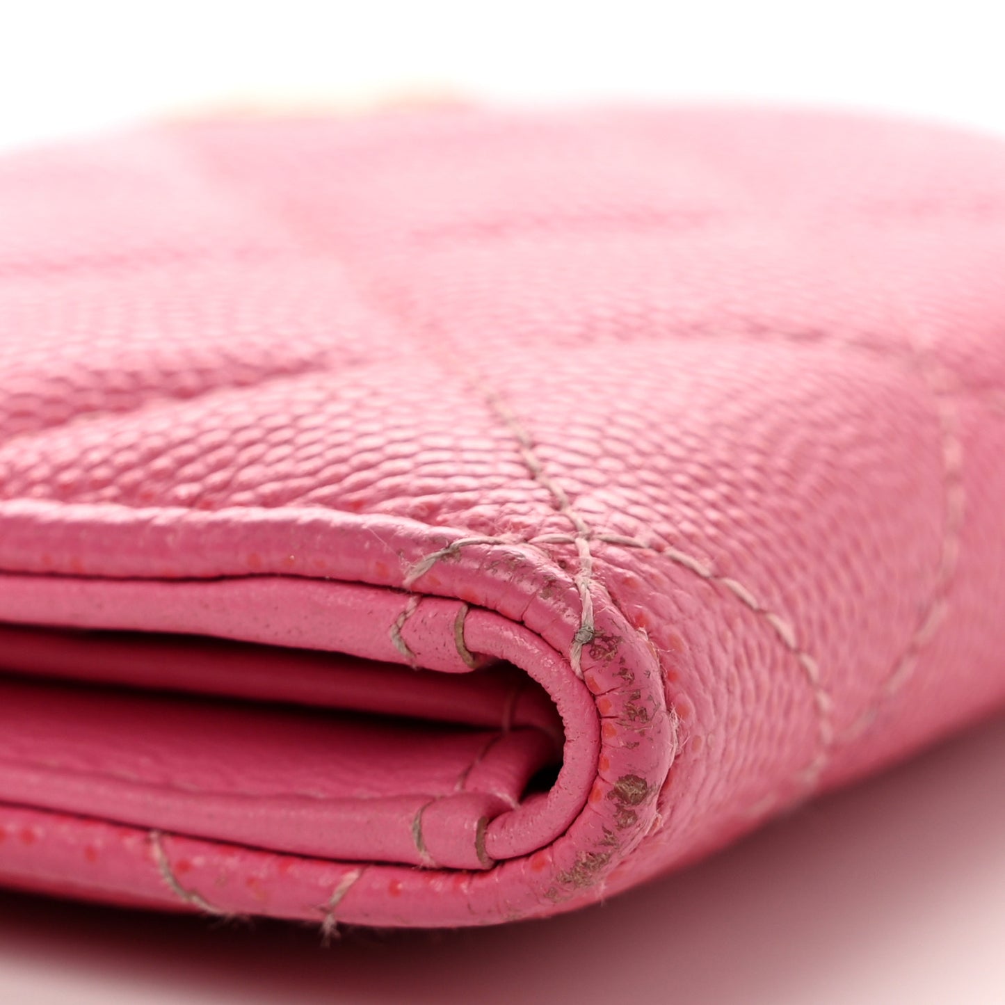 Caviar Quilted Card Holder Wallet Pink