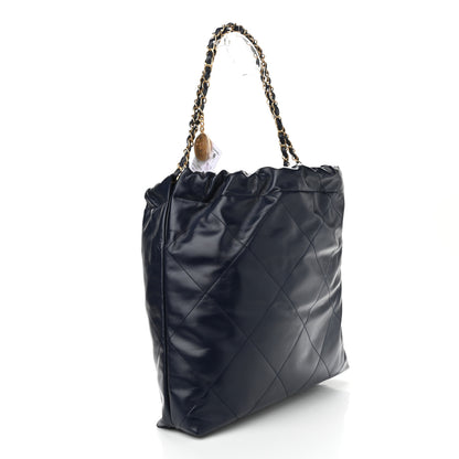 Chanel Shiny Calfskin Quilted Chanel 22 Navy Blue 4 of 11