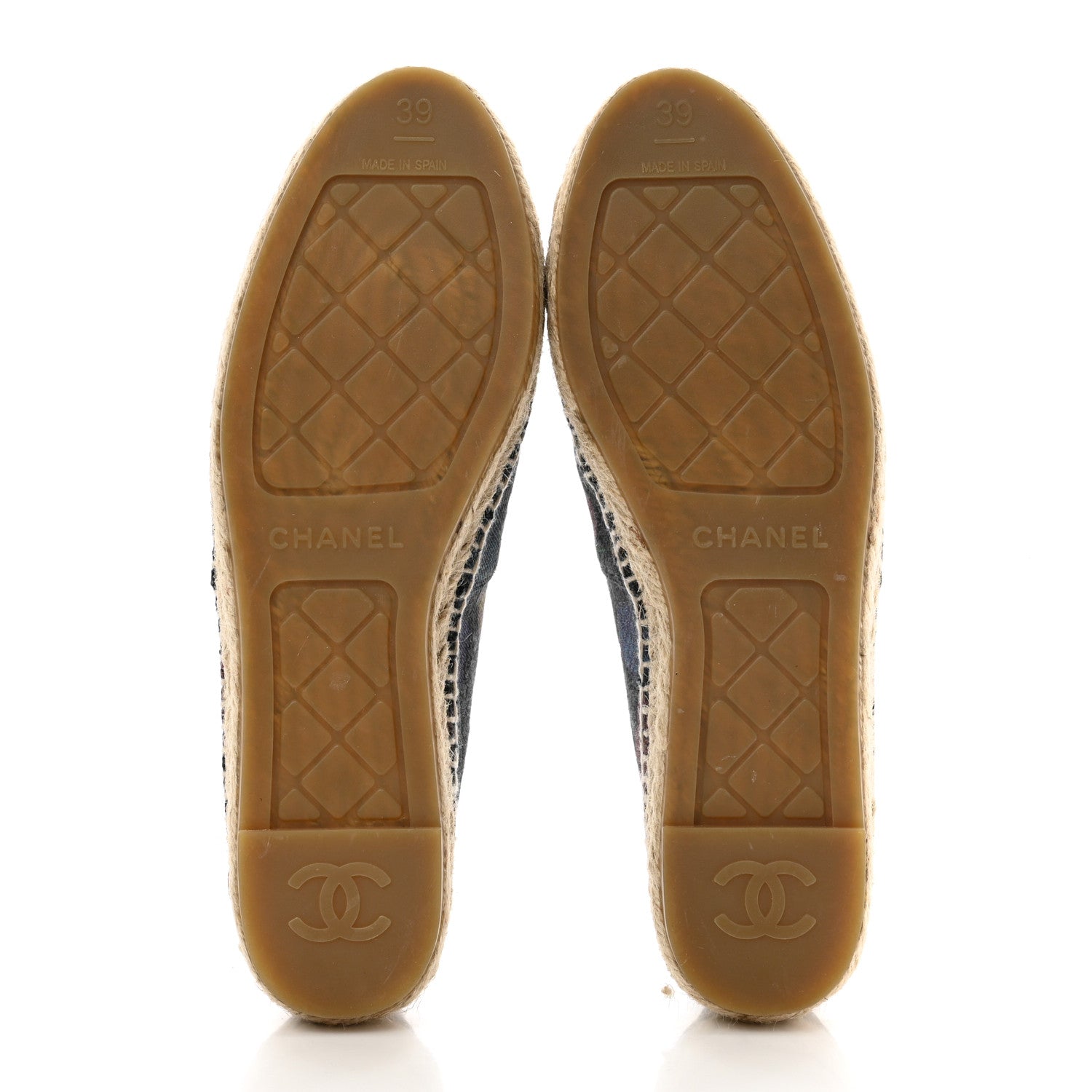 Chanel Denim Grosgrain CC Espadrilles 39 Grey Multicolor 5 of 9
