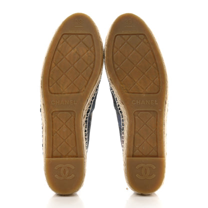 Chanel Denim Grosgrain CC Espadrilles 39 Grey Multicolor 5 of 9