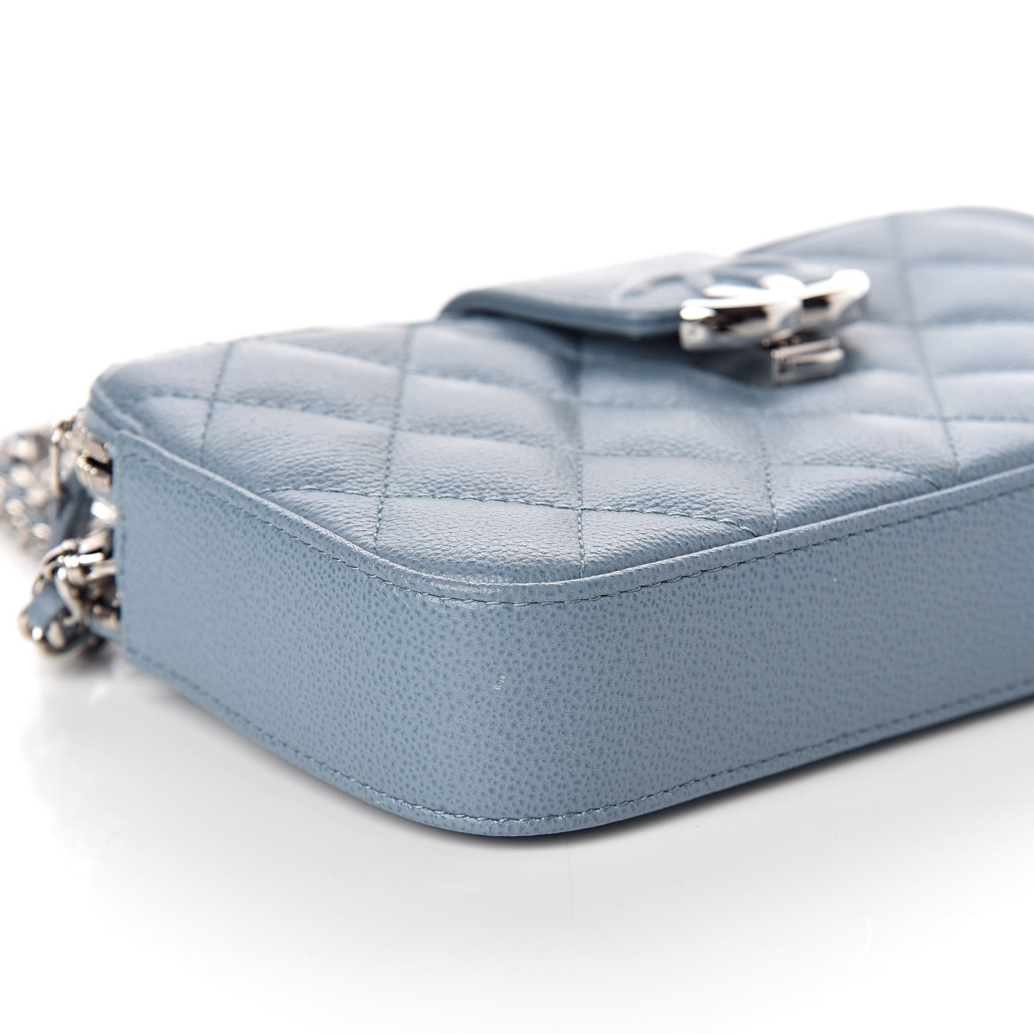 Chanel Caviar Quilted CC Box Clutch With Chain Blue 11 of 14