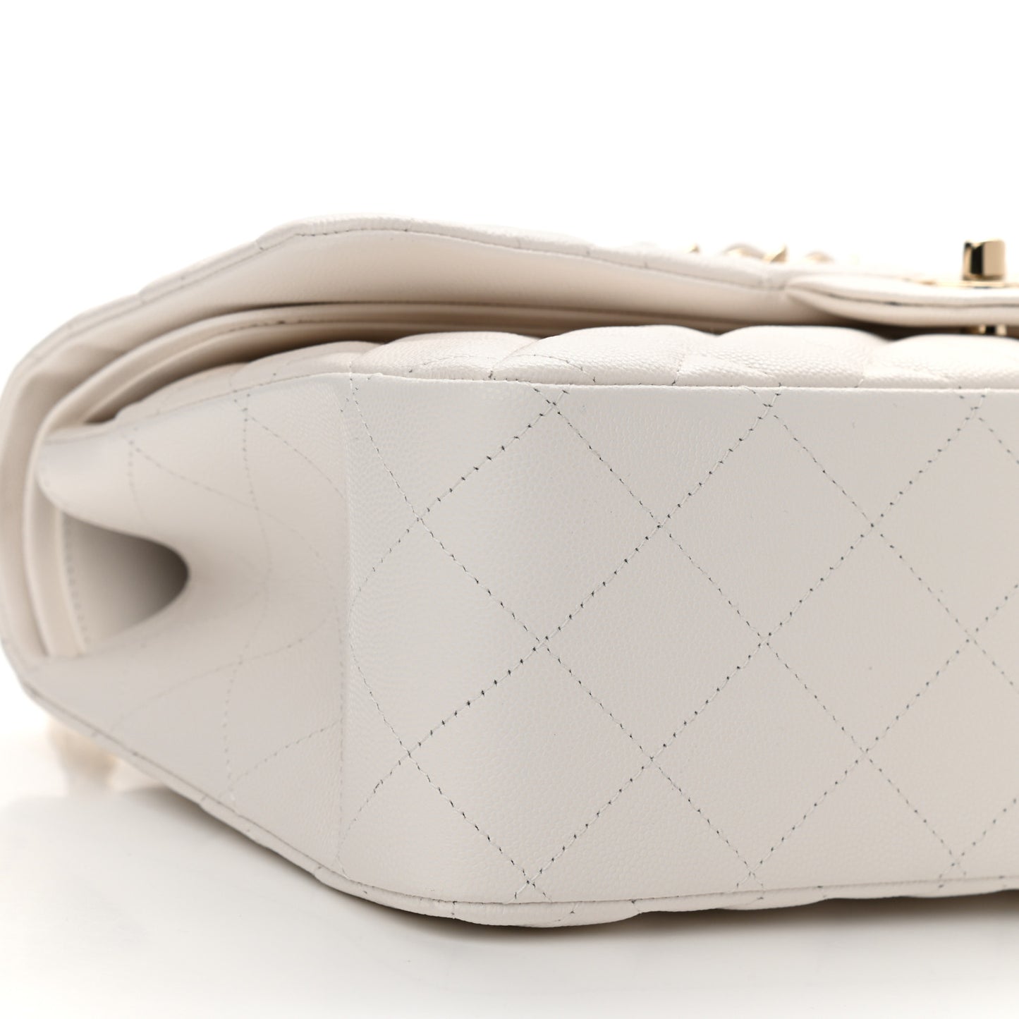 Caviar Quilted Jumbo Double Flap White