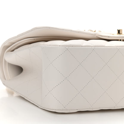Chanel Caviar Quilted Jumbo Double Flap White 9 of 11