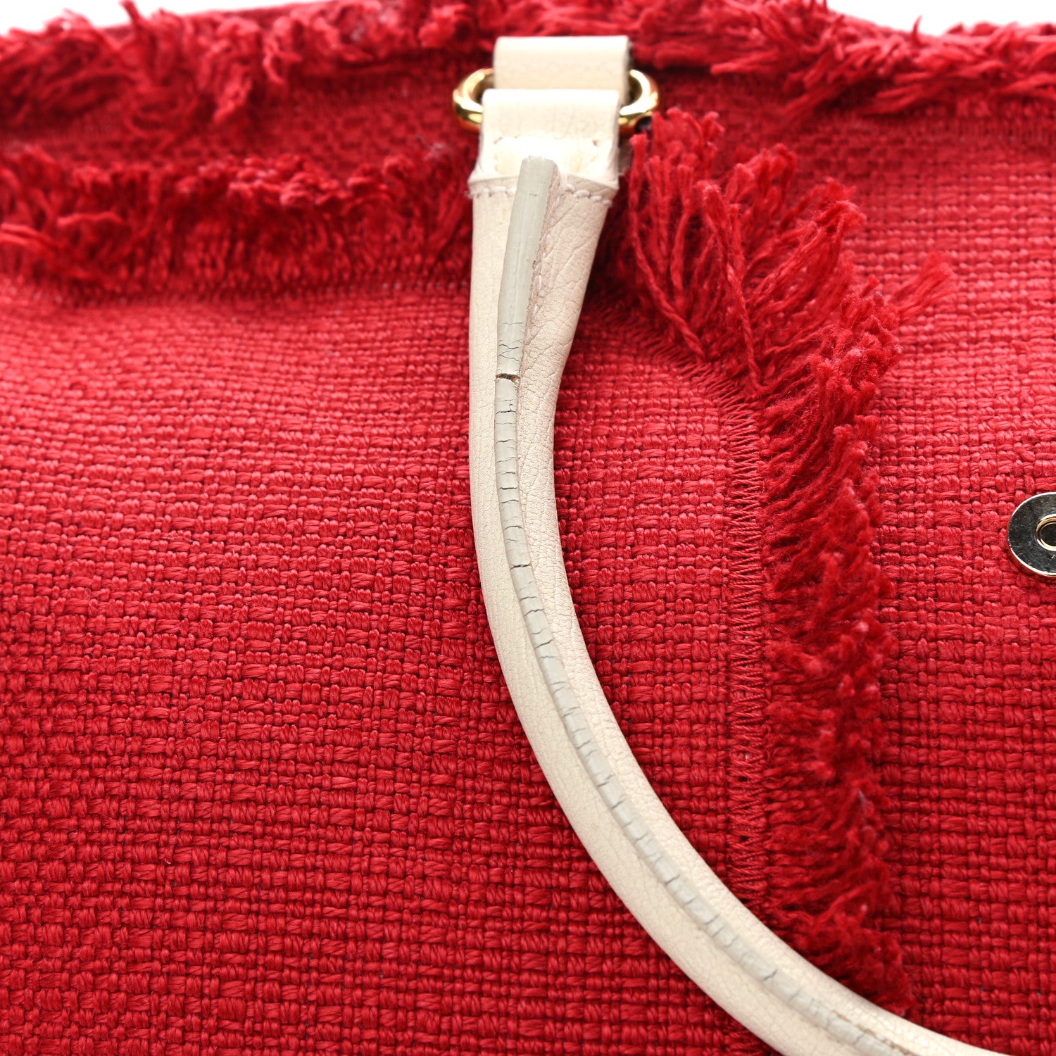 Saint Laurent Linen Sheepskin Large Cabas ChYc Tote Red 11 of 16