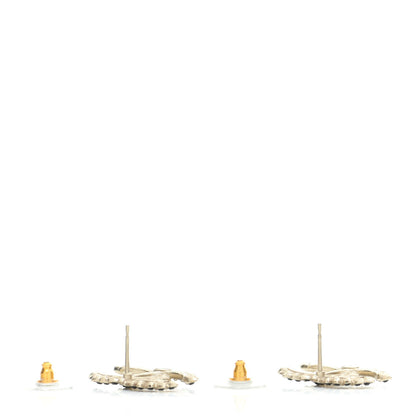Chanel Strass Crystal Dazzling Wheat CC Earrings Black Gold 3 of 5