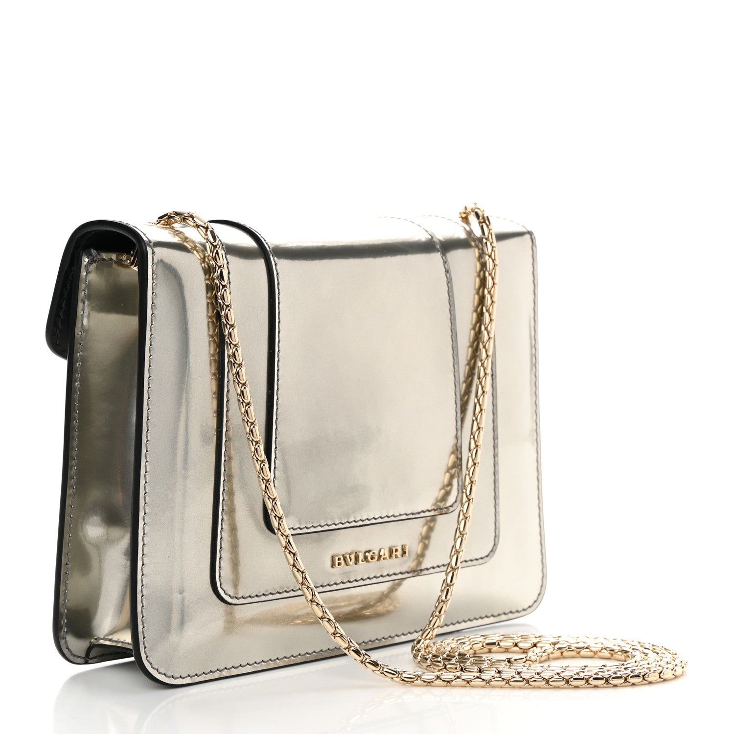Bulgari Metallic Calfskin Small Serpenti Forever Snake Strap Crossbody Bag Silver 2 of 10