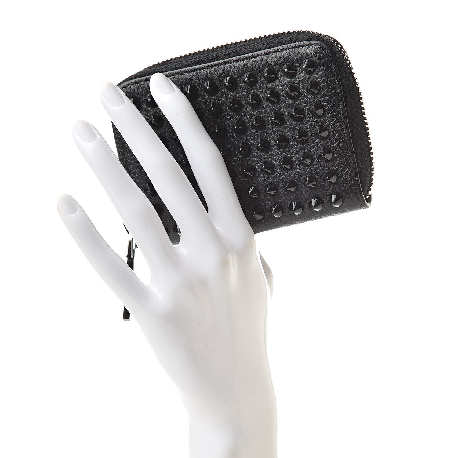 Christian Louboutin Calfskin Studded Panettone Coin Purse Black 2 of 9