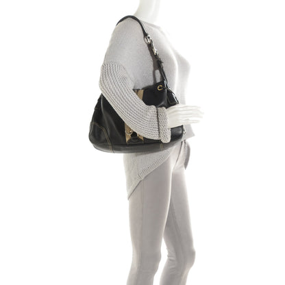 Prada Vitello Daino Stripe Shoulder Bag Nero Black 2 of 12