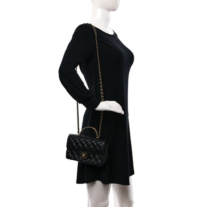 Chanel Lambskin Quilted Mini Strass On Top Flap Black 2 of 10