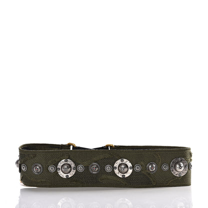 Christian Dior Canvas Embroidered Studded Camouflage Shoulder Strap Vert Multicolor 2 of 11