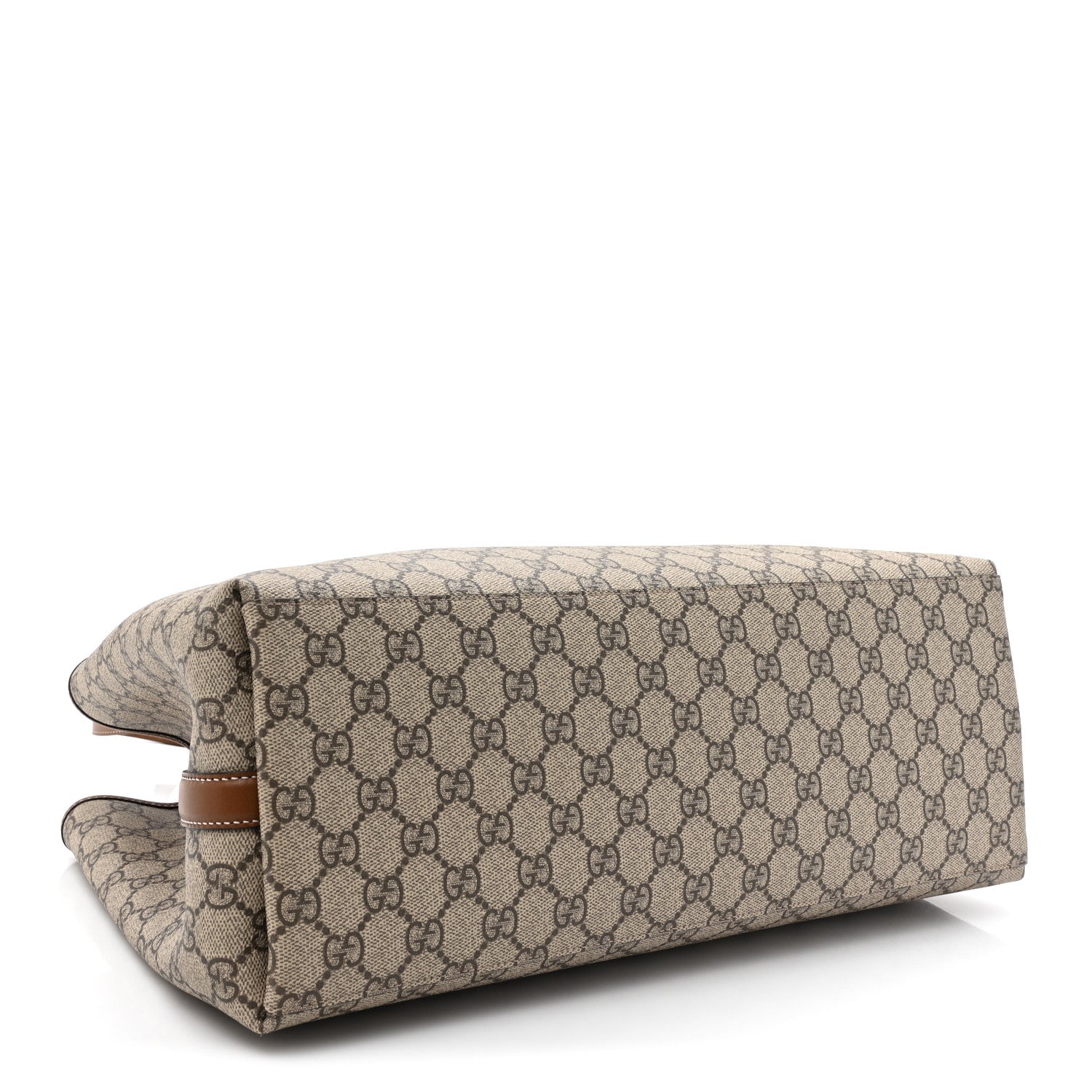 Gucci GG Supreme Monogram Emblem Large Tote Bag Beige Dark Brown 4 of 11
