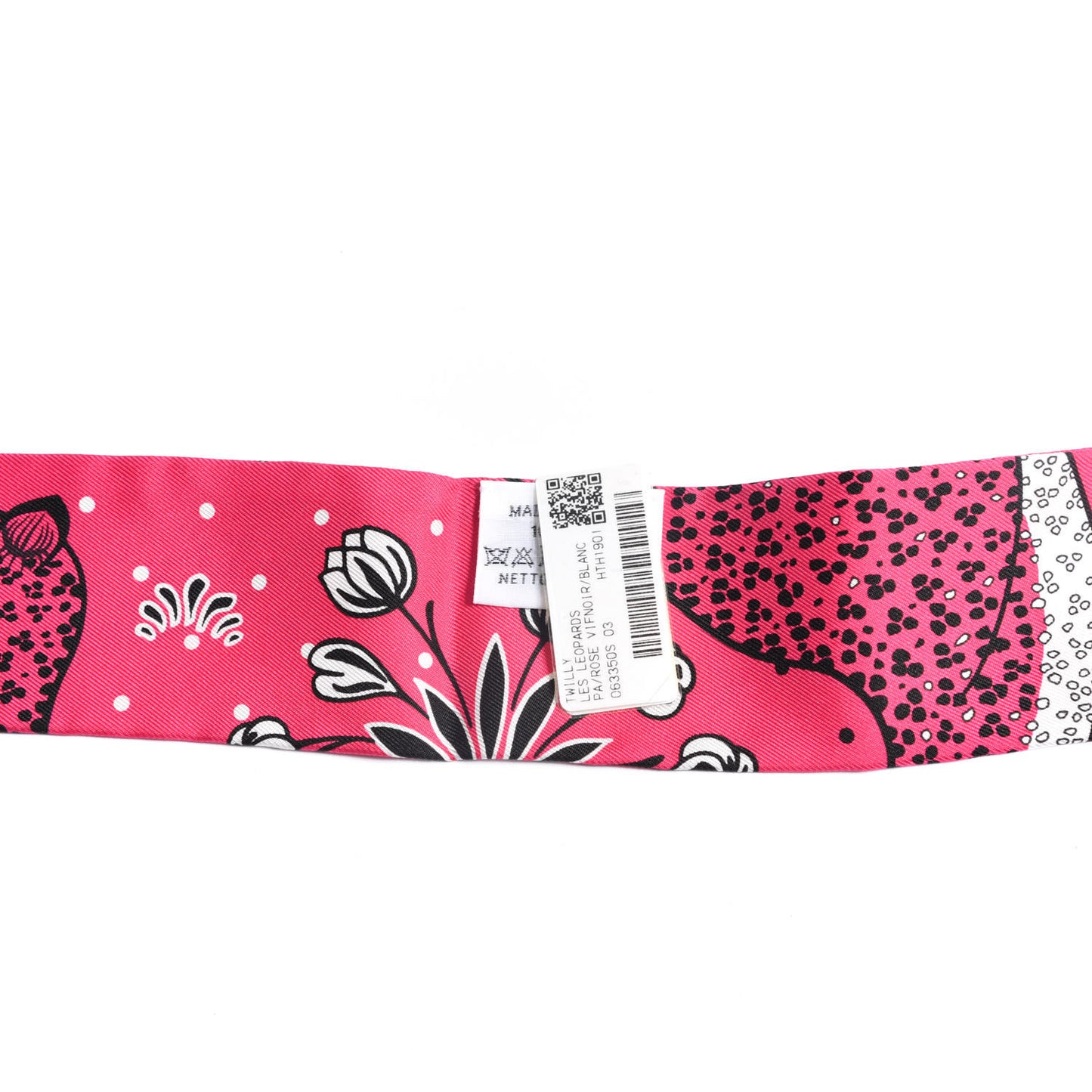 Silk Les Leopards Twilly Rose Vif Black White