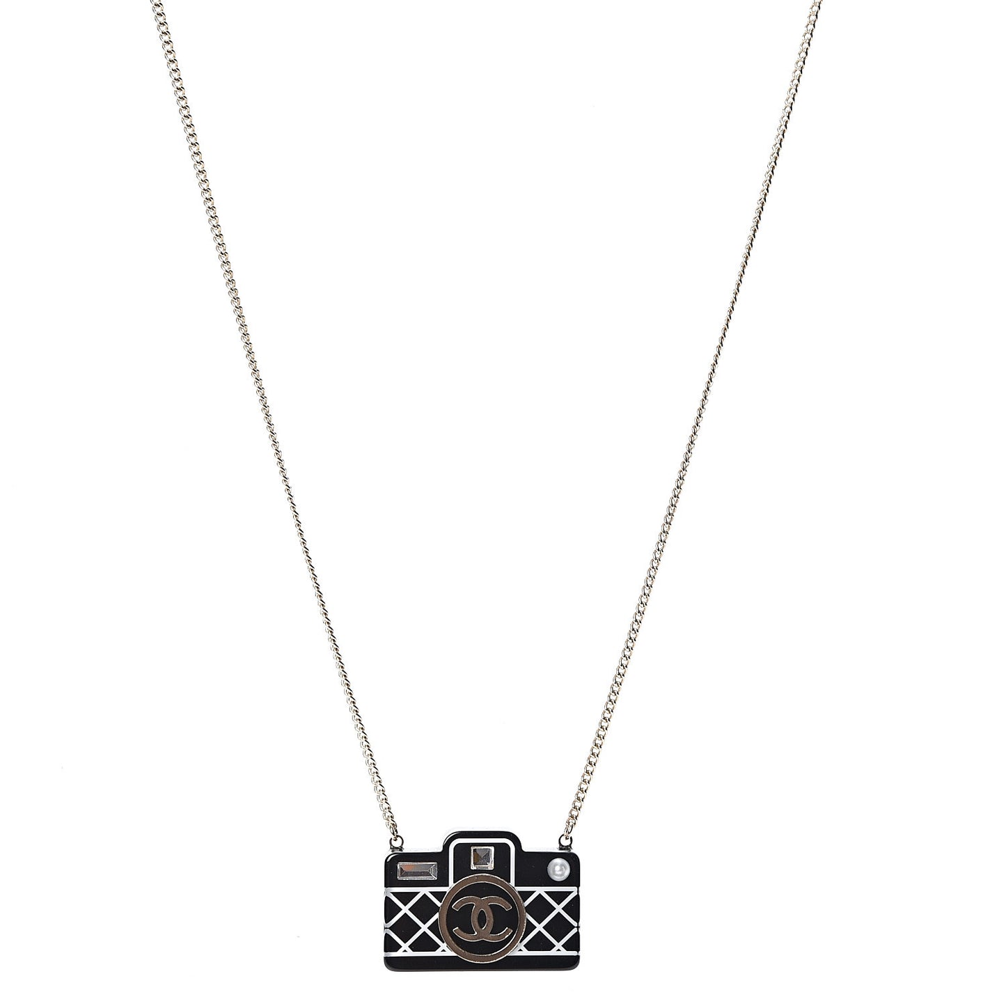 Resin Camera CC Necklace Black Gold