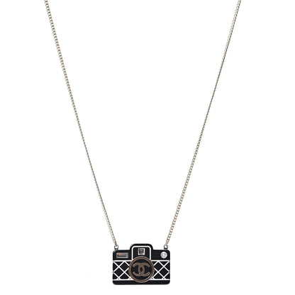 Chanel Resin Camera CC Necklace Black Gold 1 of 5