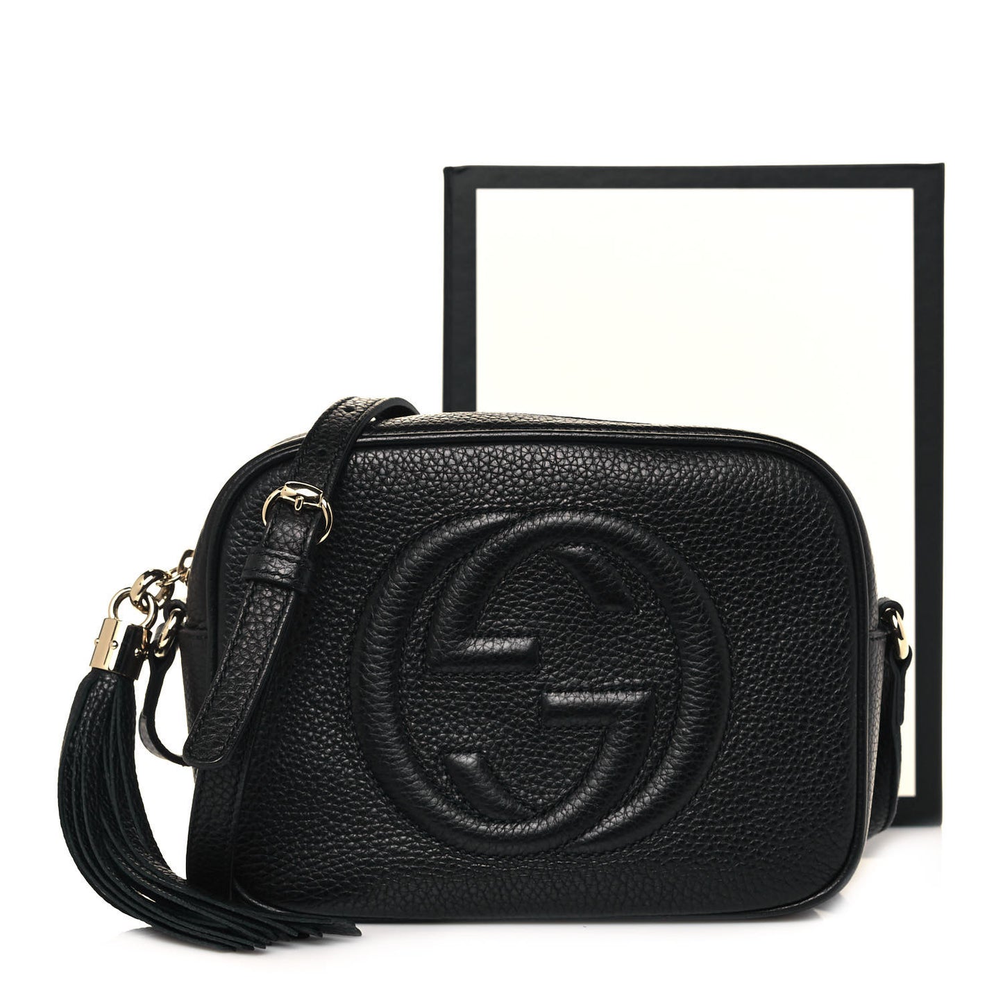 Pebbled Calfskin Small Soho Disco Bag Black