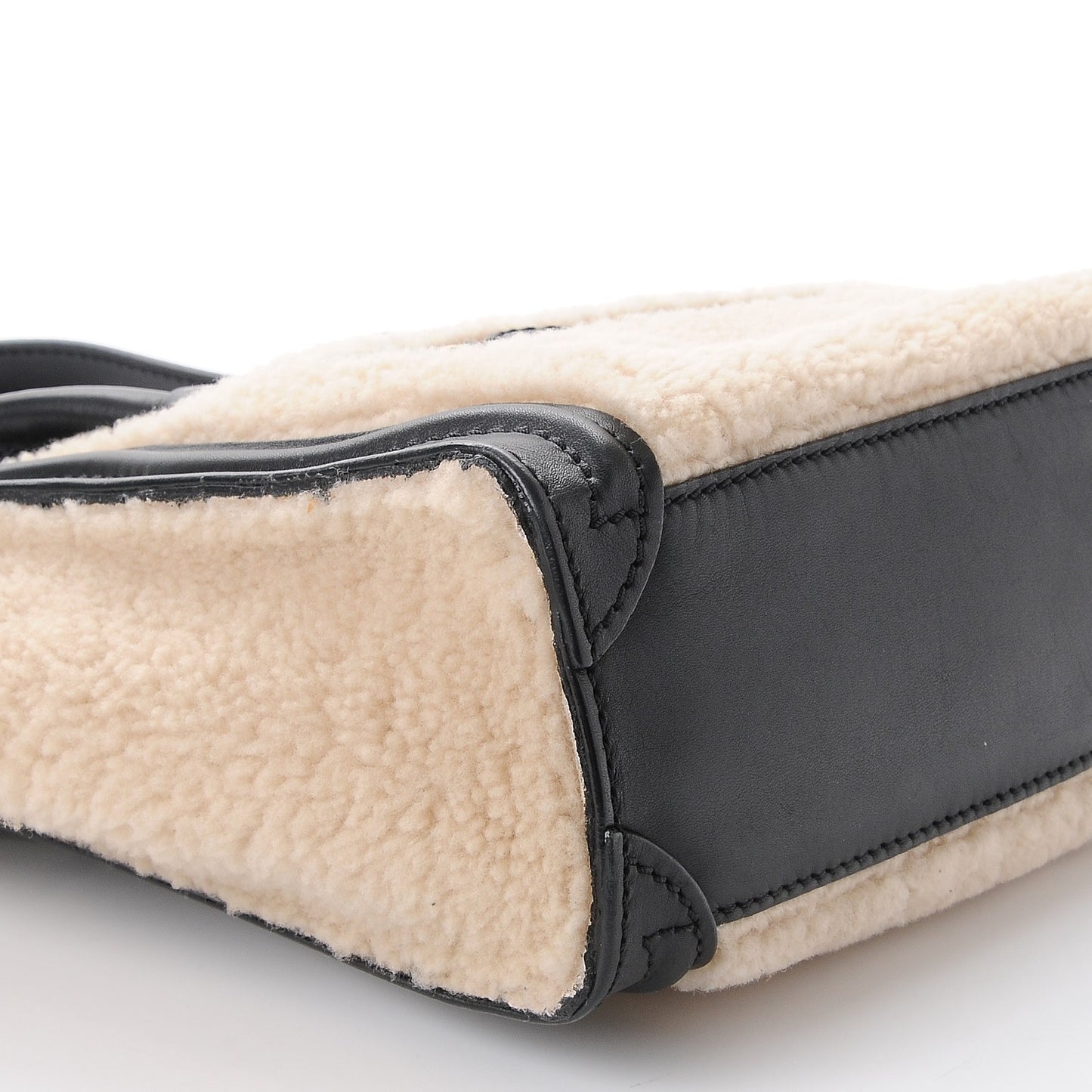Smooth Calfskin Shearling Nano Luggage Cream