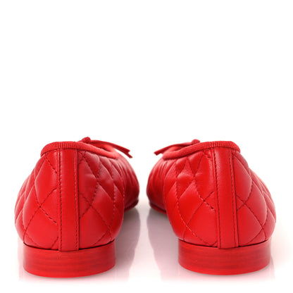 Chanel Caviar Quilted CC Cap Toe Ballerina Flats 37.5 Red 6 of 10