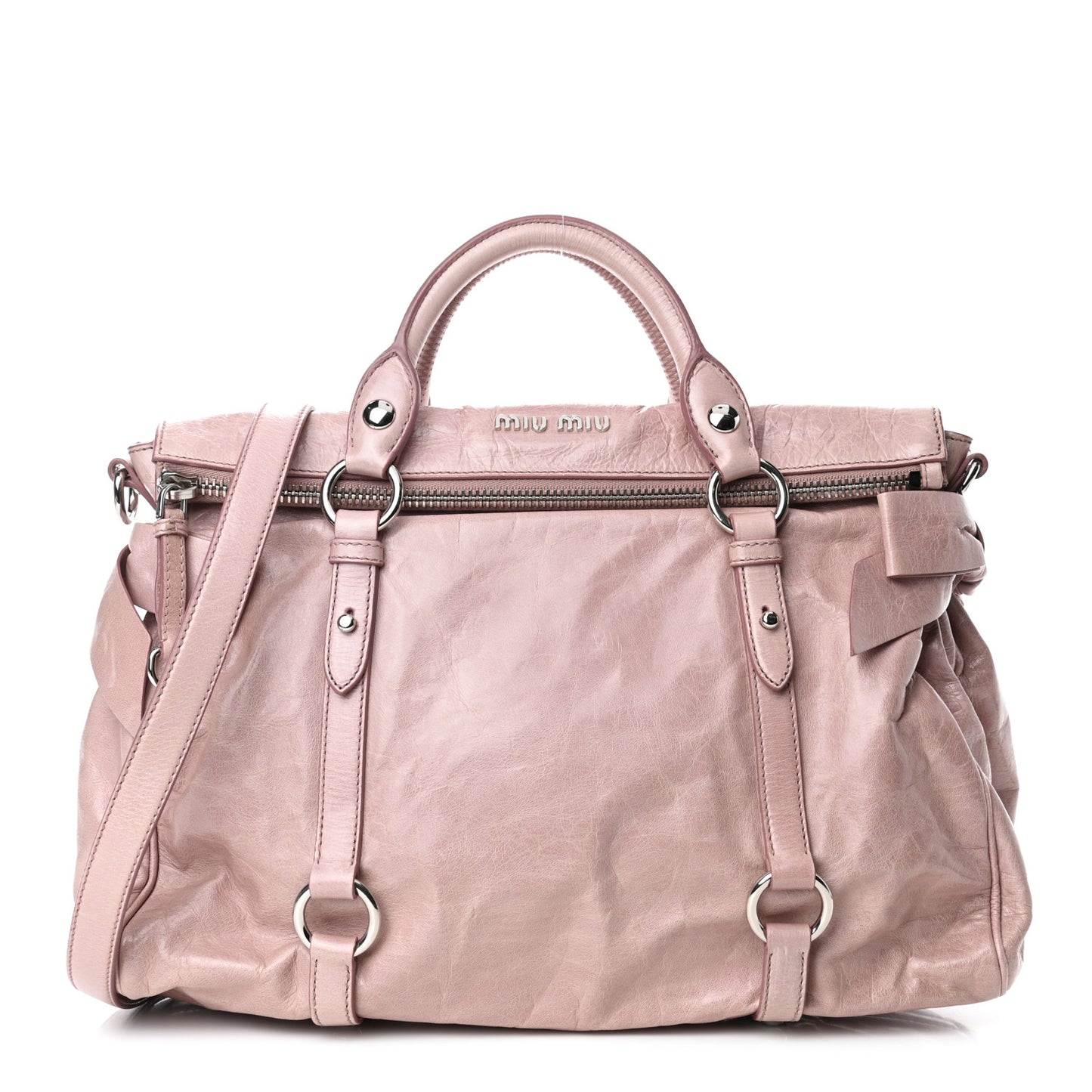 Vitello Lux Large Bow Bag Mughetto