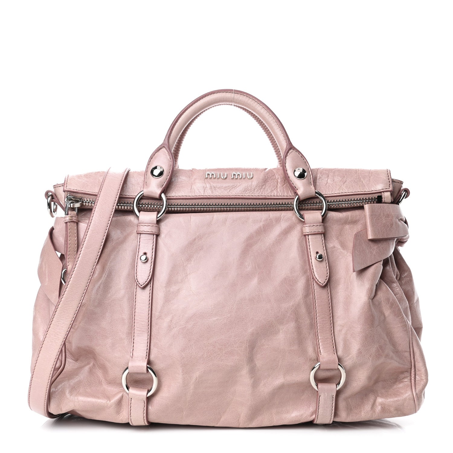 Miu Miu Vitello Lux Large Bow Bag Mughetto 1 of 4